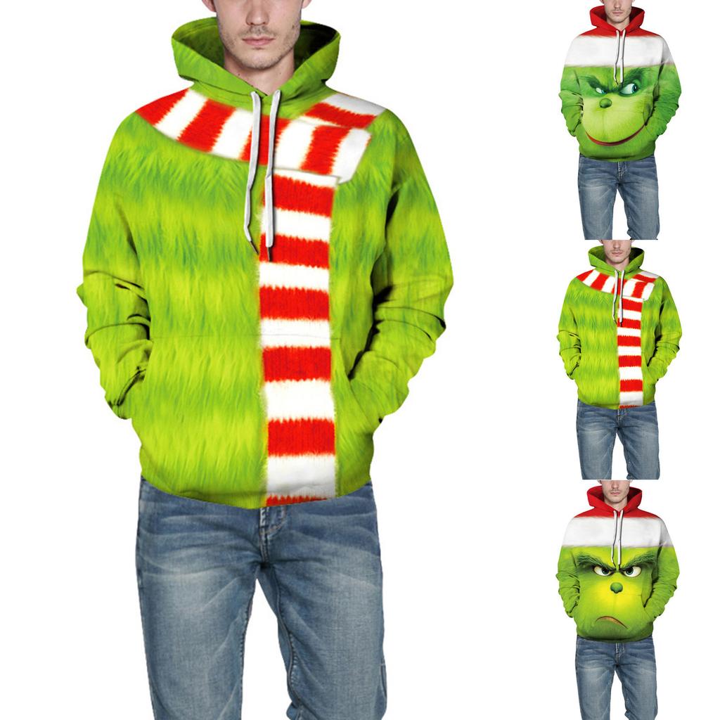 Рождественский модный свободный мужской и женский тонкий свитер с капюшоном