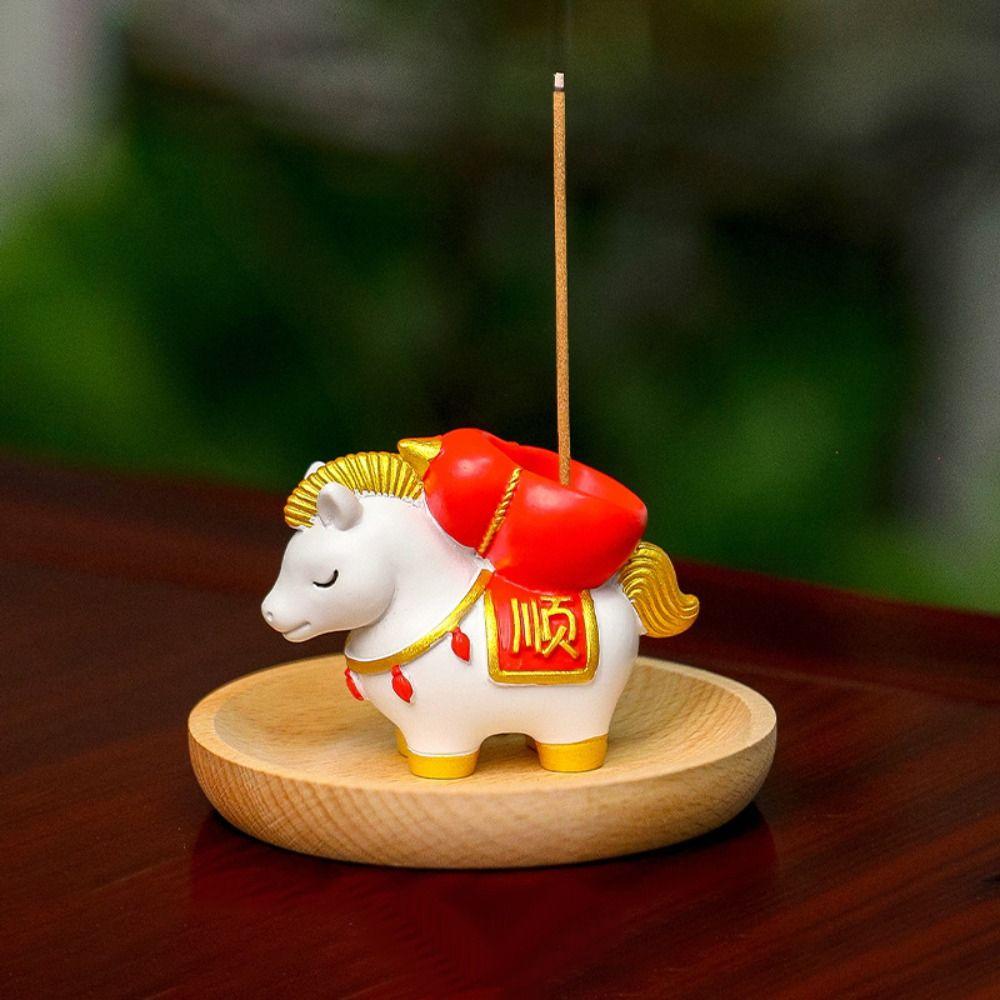 Creative Zodiac Pony Incense Burner Resin Pony Shape Incense Stick Holder Horse Year New Year Ornamental Cense Holder Gift