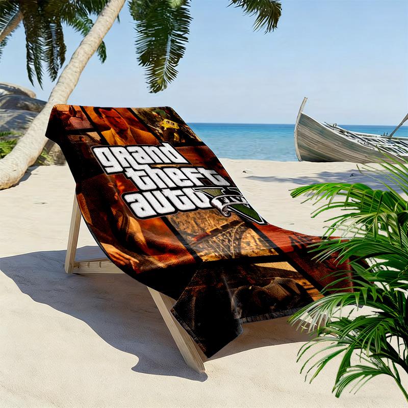 Grand Theft Auto V: Пляжное полотенце Crime Chaos Пляжное полотенце для отпускных фото Портативное для путешествий плавание морской берег быстросохнущее полотенце для плавания