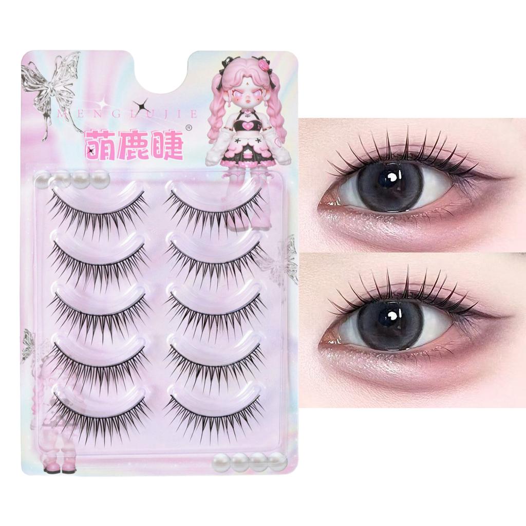 Korean Style Hard Stem Wet Tip False Eyelashes Natural Voluminous Full Strip Lash Effect for Kpop Makeup