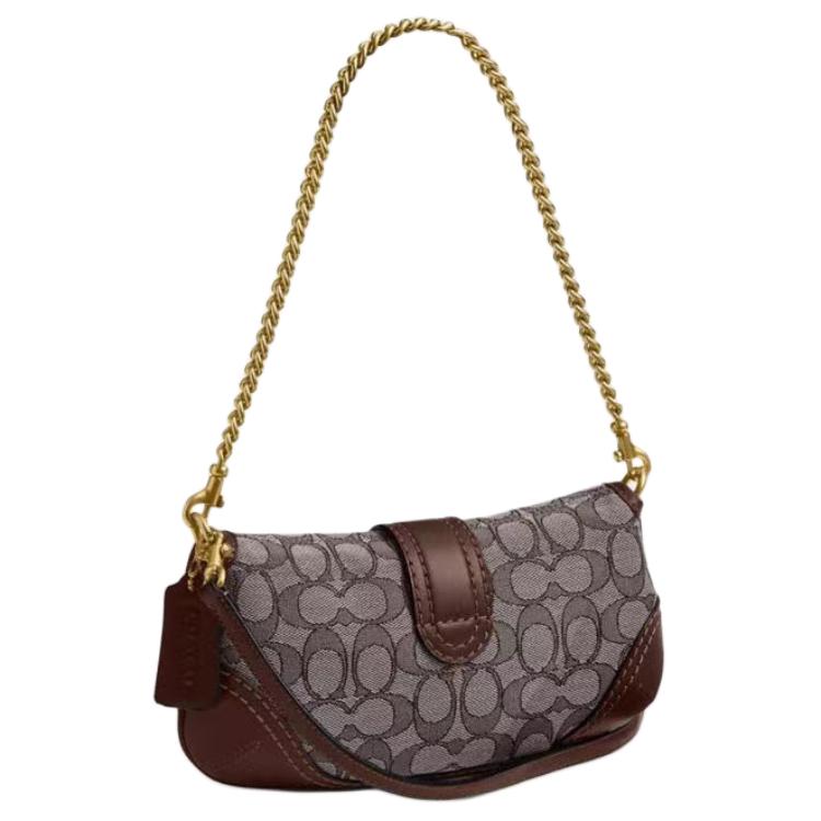 Coach Сумка на плечо Soho Flap 25 Classic Monogram с цепочкой, из покрытия и кожи, женская, коричневая CAN45-B4S0M