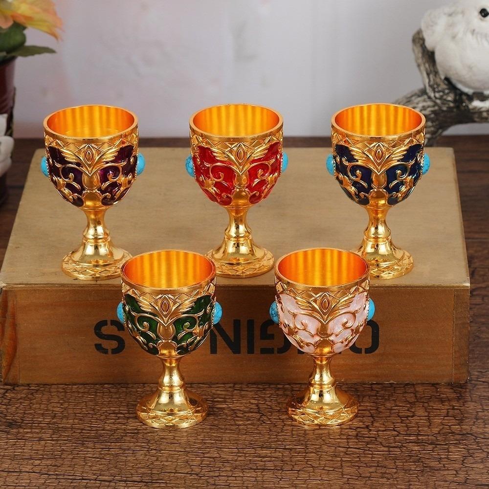 1pc Hand Engraved Metal Chalice Goblet Anti-break Embossed Goblet Bars Restaurants Home Decor