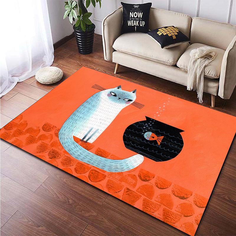 Cute Cat Carpet Living Room Children's Crawling Mat Doormat Living Room Area Rug Games Area Washroom Floor Mat Kawaii Yoga Rug