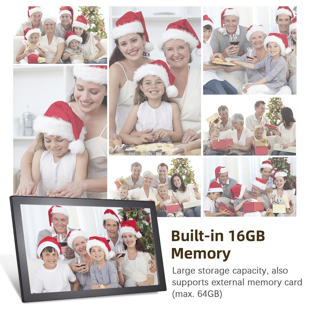 21,5-дюймовая цифровая фоторамка с Wi-Fi, облачная цифровая фоторамка, IPS-экран, сенсорное управление, 16 ГБ