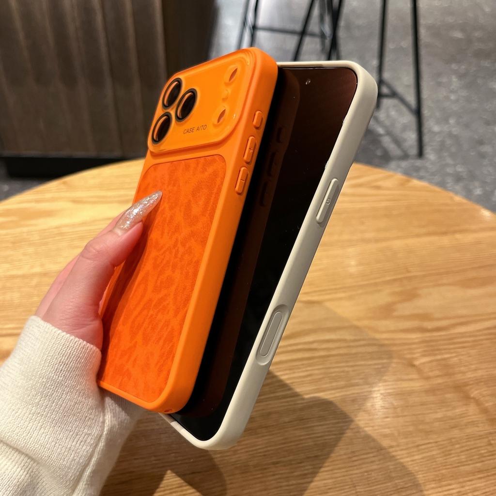 Чехол для телефона из ПУ-кожи с текстурой под леопарда для iPhone 17 16 15 14 13 Pro Max, конфетного цвета, с большим окном, противоударный бампер