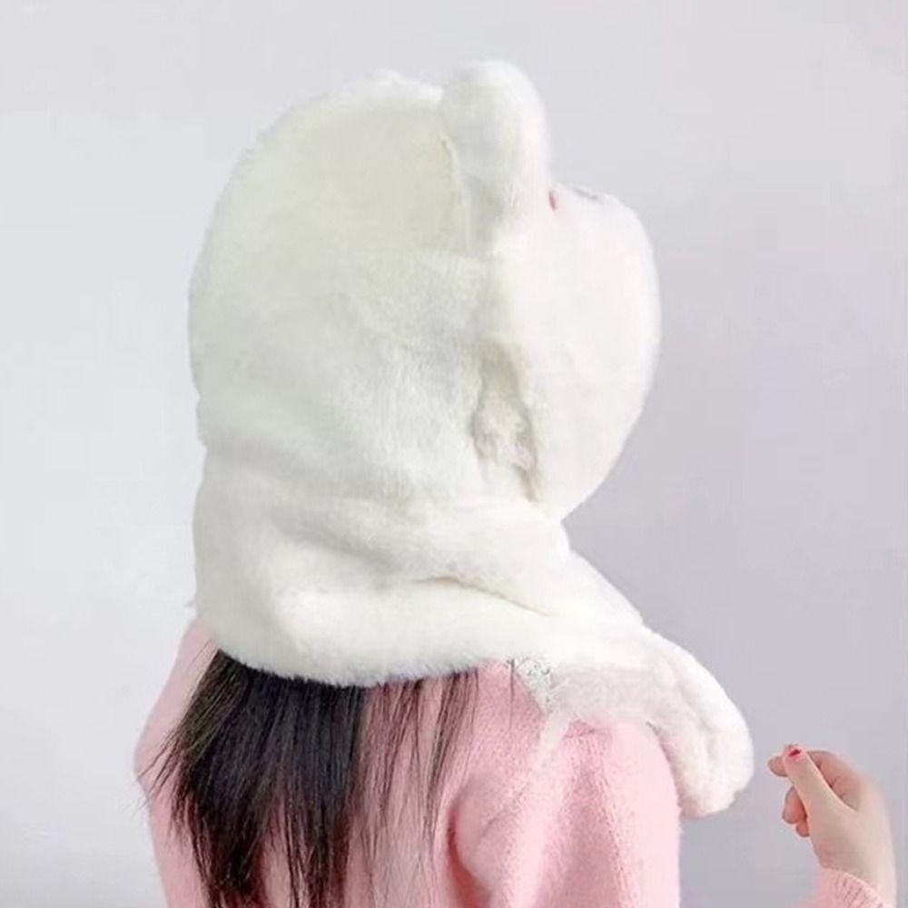 Thickening Kids Scarf Hat Integrated Warm Ear Protection Cap Cute Baby Winter Hat Children