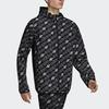 Adidas Originals Trefoil All-Over Print Sports Casual Hooded Windbreaker Jacket Men Outerwear Black DH4796