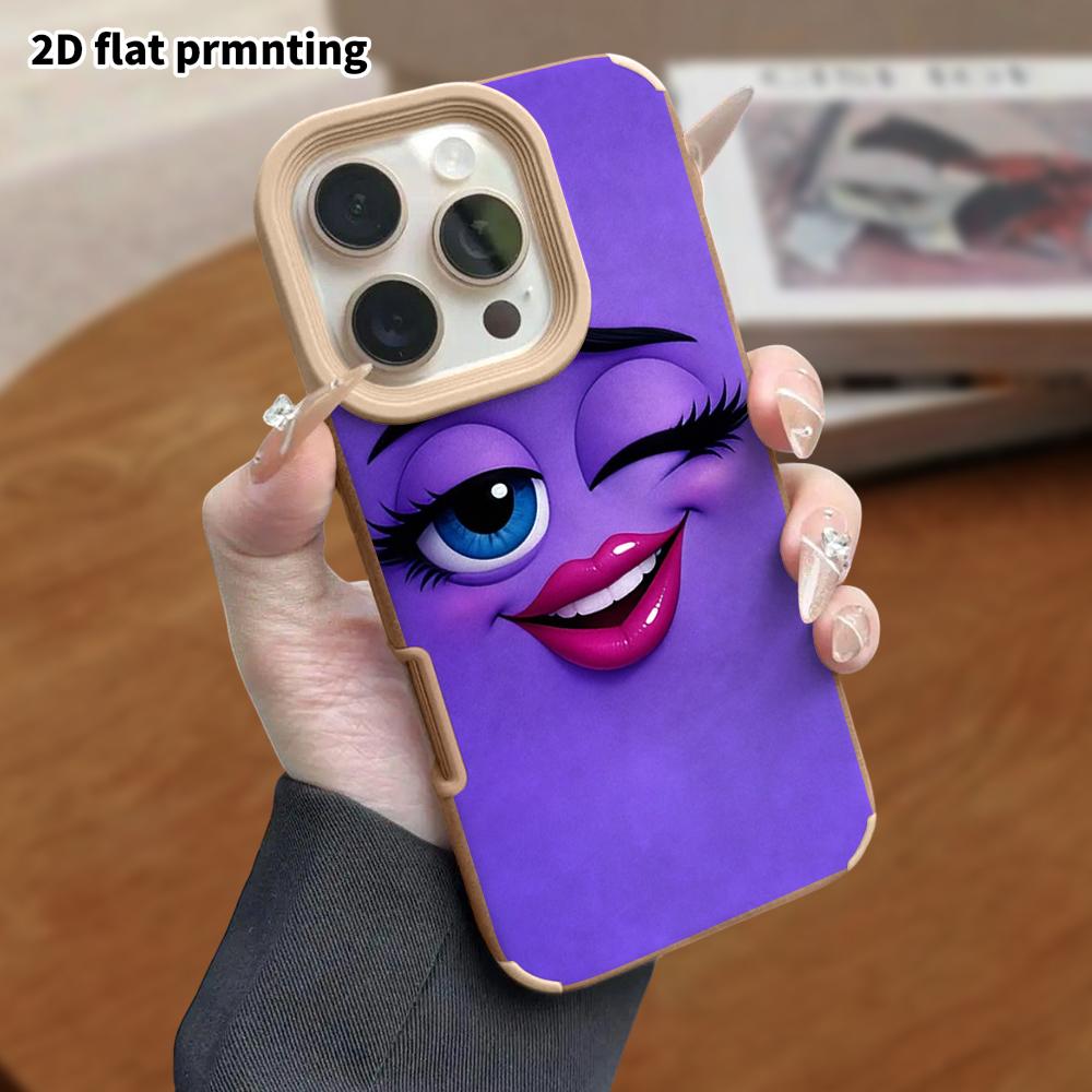 Phone Case: Lambskin 2D Flat Samsung Galaxy A34 A35 M05 M06 S20 S22 S21 FE Plus 5G Protective Case, Purple Winking, Christmas and Halloween Gift