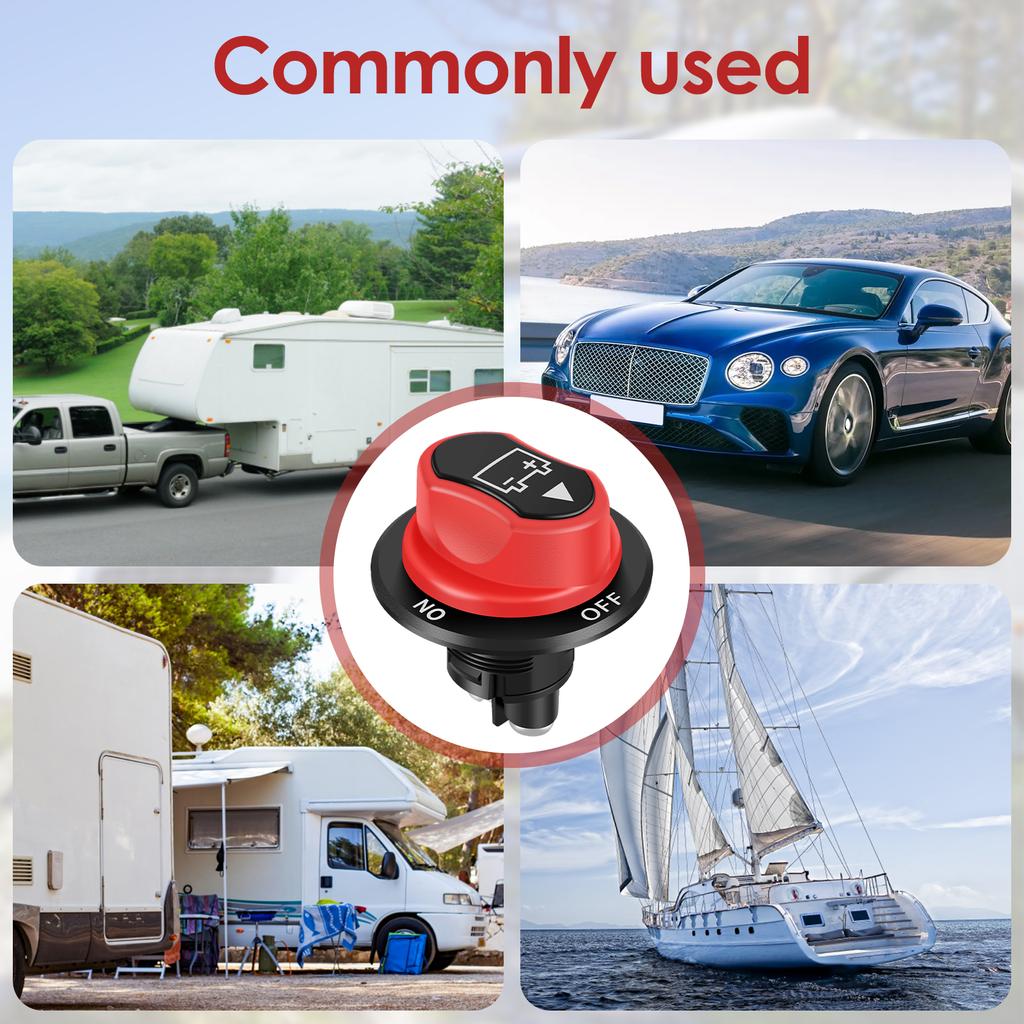 Car Battery Disconnect Switch 12V-48V Battery Power Cut Off Switch 50A/100A Heavy Duty Reusable Plastic Battery Isolator Switch
