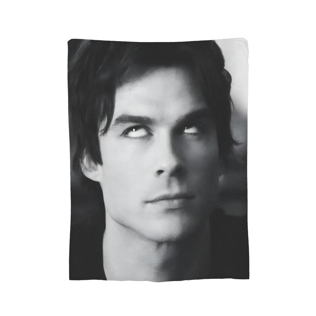 Damon Salvatore The Vampire Diaries Blanket Coral Fleece Plush Warm Throw Blankets for Bed Bedroom Plush Thin Quilt