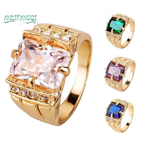 Роскошные мужчины квадратный цирконий горный хрусталь палец кольцо свадебные украшения бижутерия