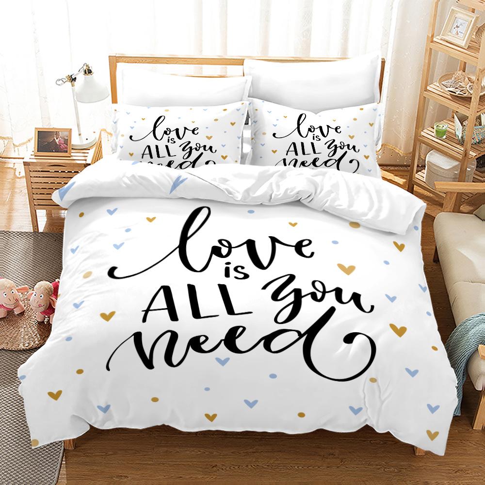 Комплект постельного белья для пары, пододеяльник Love, наволочка 2/3 шт., кровать размера «king-size», односпальная двуспальная кровать, домашний текстиль в подарок
