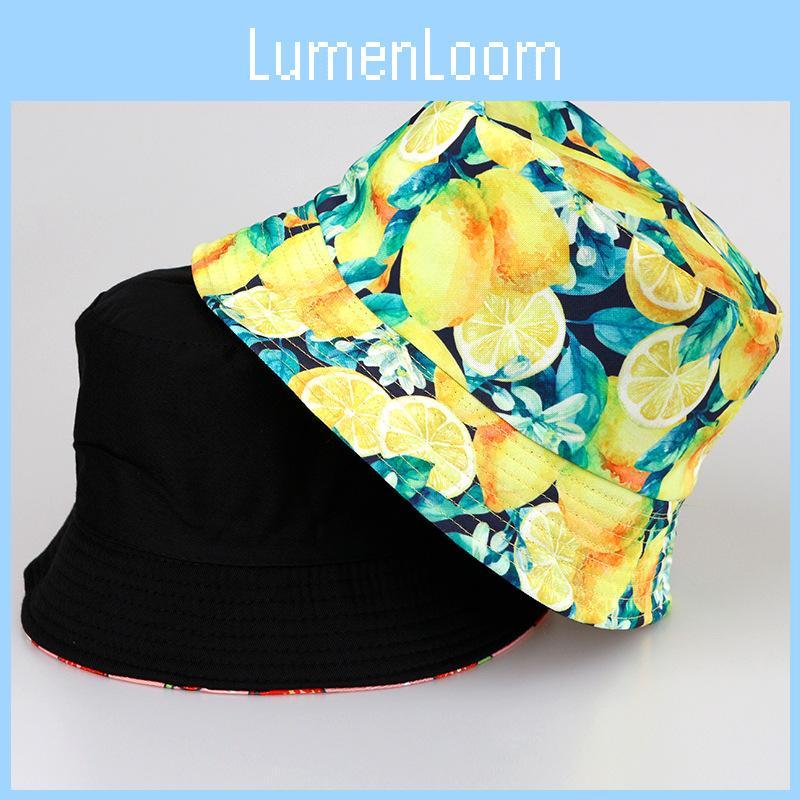Fruit Patterned Tropical Colorful Basin Hat Reversible Wear Outdoor Protect Sun