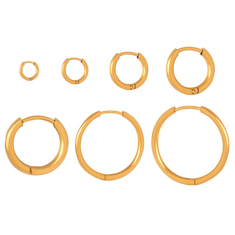 Стильные геометрические позолоченные титановые серьги-кольца