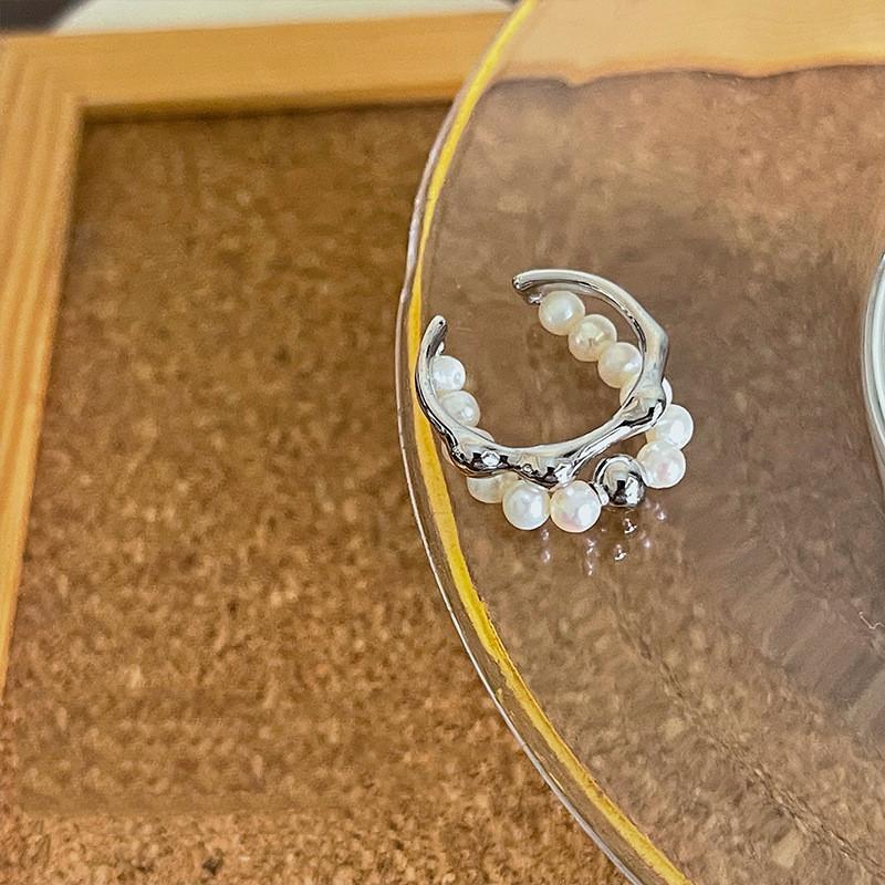 Трендовое геометрическое кольцо с жемчугом для женщин, стильный регулируемый винтажный дизайн на 2023 год