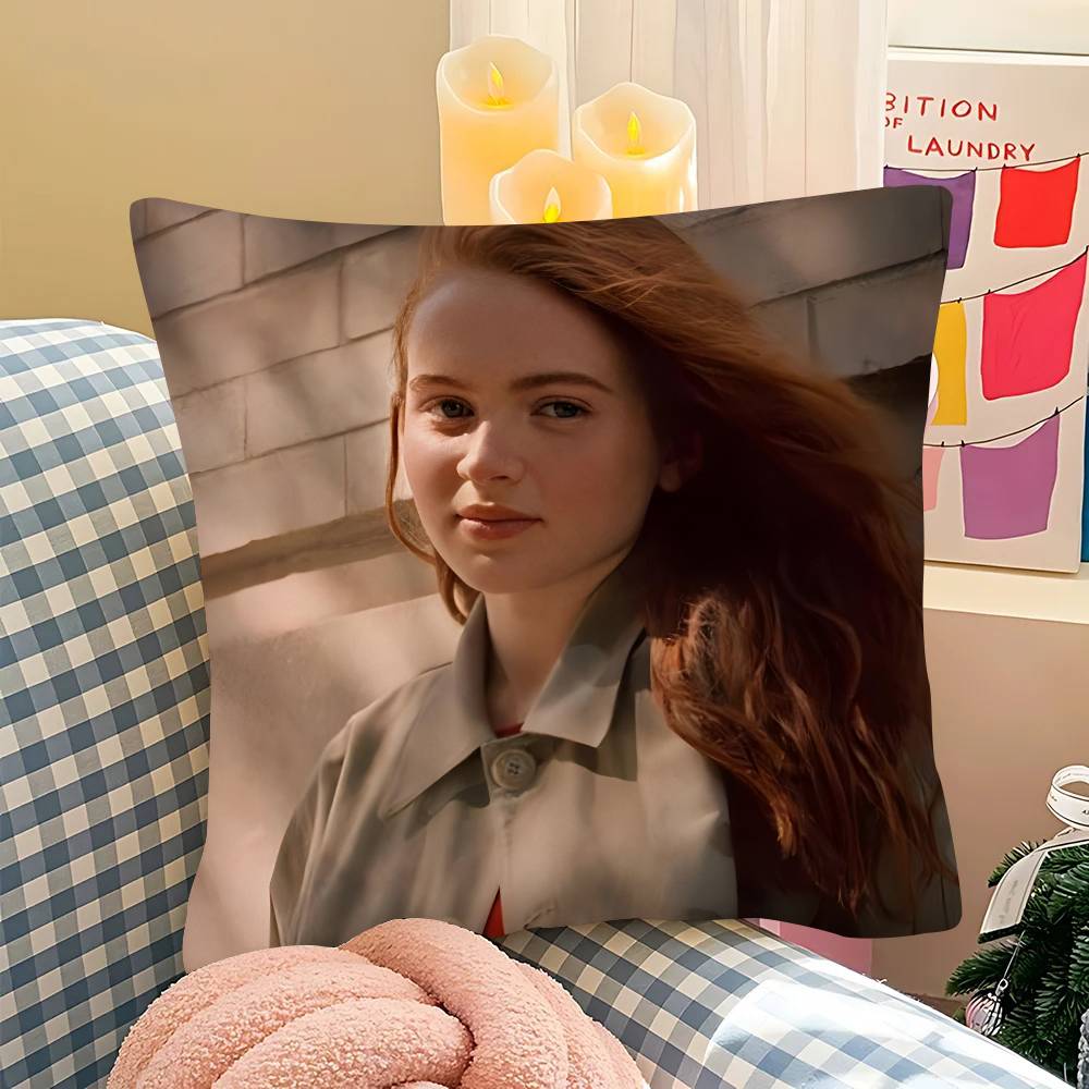 pc Sadie Sink Stranger Pillow Case Fashion Square Pillowcase Bedroom Sofa Room Ins Decoration Leisure