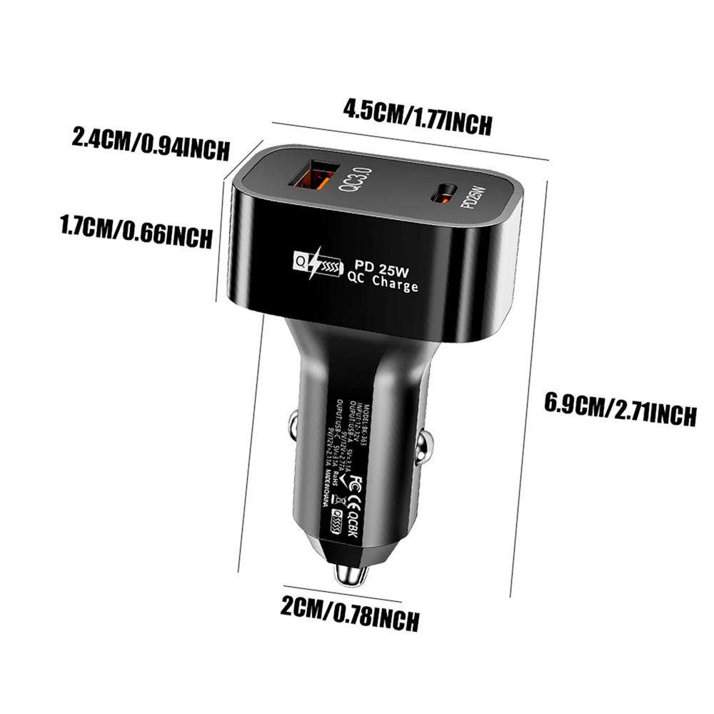 ZUKJ6 Car Charger PD 25W QC3.0 Dual USB Power Adapter Phone Charger For Skoda S Octavia A5 3 2 Mk3 Fabia 2 Superb 2 Kamiq Kodiaq VRS