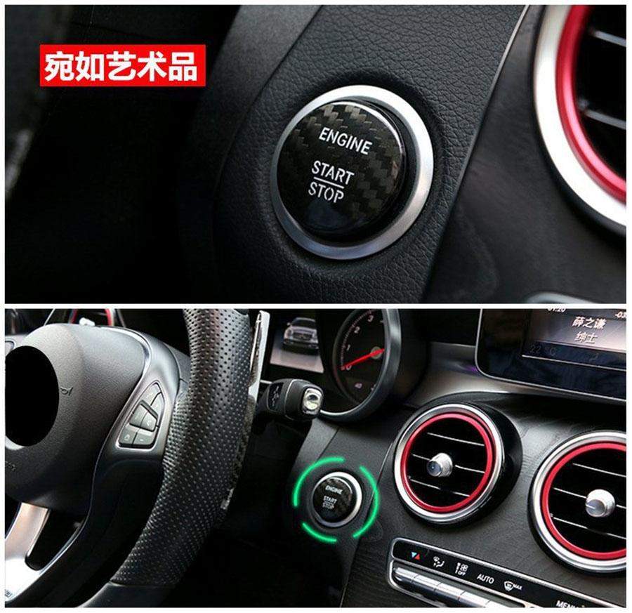 Наклейка-крышка на кнопку Start-Stop двигателя из углеродного волокна для Mercedes-Benz C-Class GLC C200l