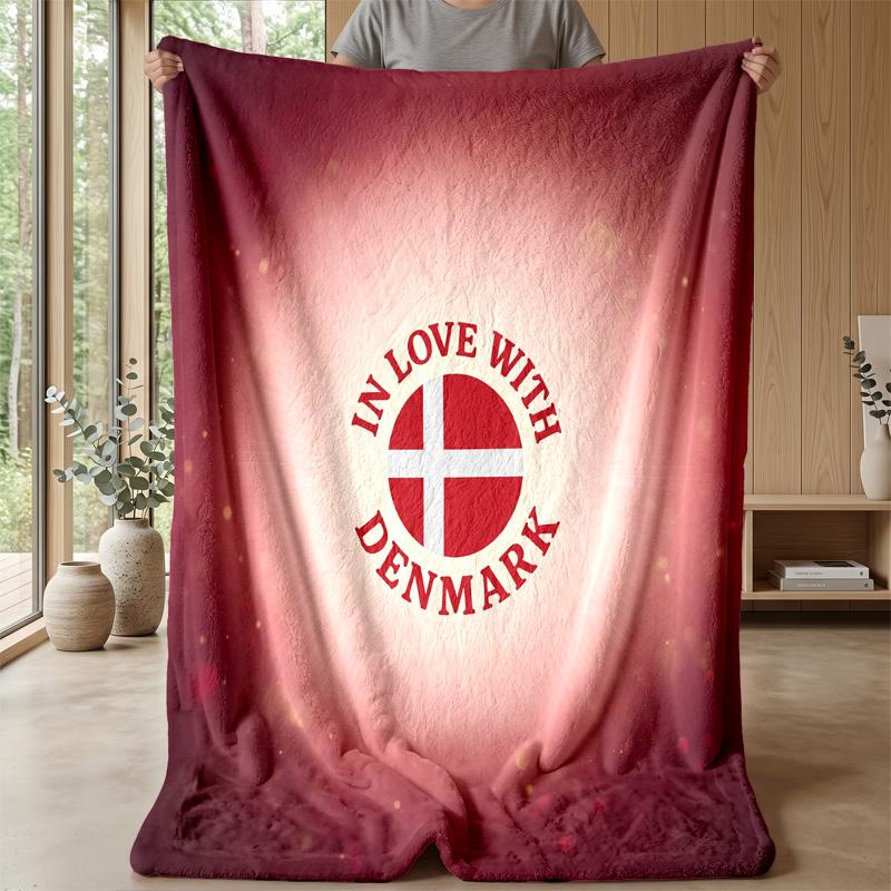 Denmark Football Printed Flannel Blanket Skin Friendly Warm Decorative Throw for Indoor Couch Bed Daily Use