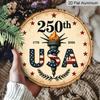 Плоский 2D, 1 шт. Круглая алюминиевая подвесная табличка - 250-летие США 1776-2026 Винтажное металлическое настенное искусство, Патриотический дизайн со Статуей Свободы и Флагом США