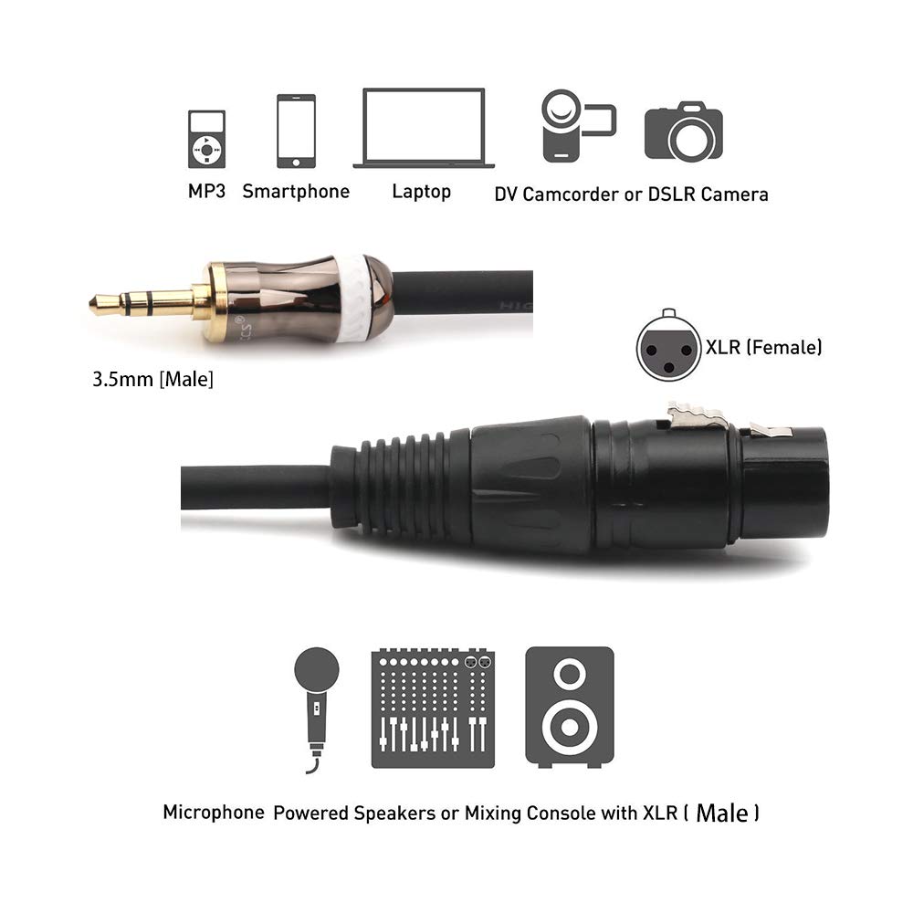 MOBOREST 3.5mm TRS Stereo To XLR Female Microphone Cable for Professional Studios, Live Performances, Schools, Churches, Public Presentations,