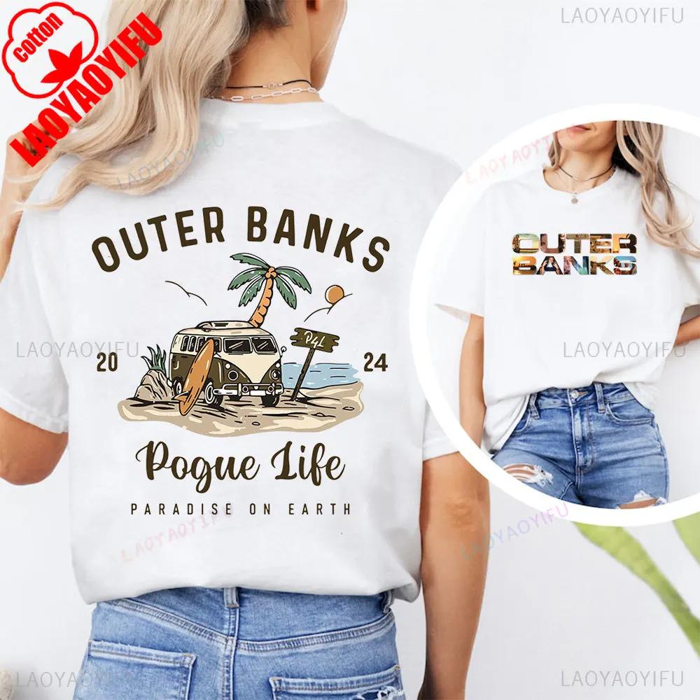 Модная футболка с принтом OBX Outer Banks Футболка Pogue Life Джон Б Рай на Земле Северная Каролина Графическая хлопковая футболка Топы