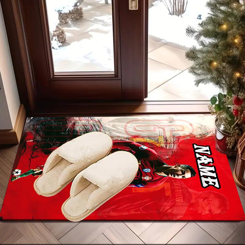 Custom Name Rona-ldo's Legacy Soccer Rug Game Carpet, Floor Mat for Bedroom Living Room Entryway Rug, Home Decor Idea Gift for Christmas birthday