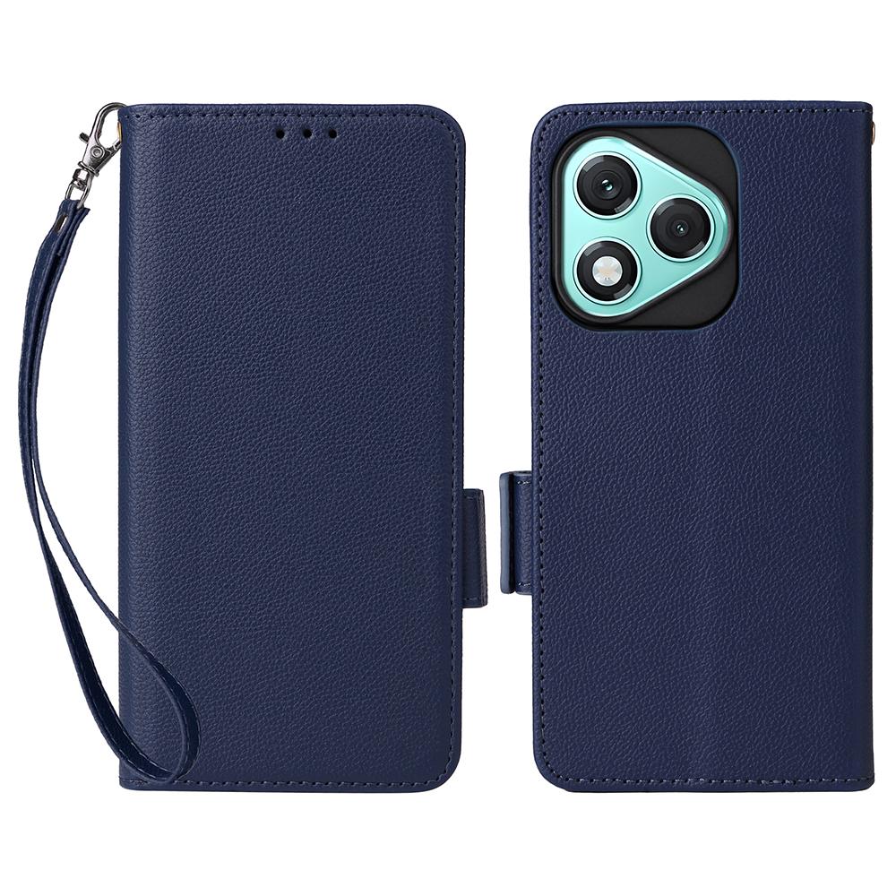 For Honor 400 Lite Case with Wrist Strap Litchi Texture PU Leather Wallet Phone Cover