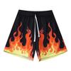 3D Print Shorts Graphic Flame Fire Training Muay Thai Kickboxing Boxing MMA Unisex Gym Fitness Workout Quick Dry Elastic Waist