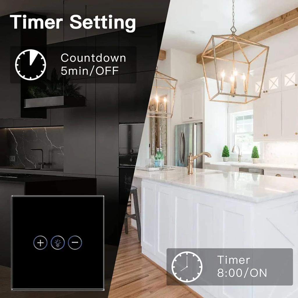 Умный диммерный выключатель света Tuya WiFi EU/US Беспроводной сенсорный настенный выключатель Управление через приложение Smart Life Удаленное голосовое управление Работает с Alexa Google