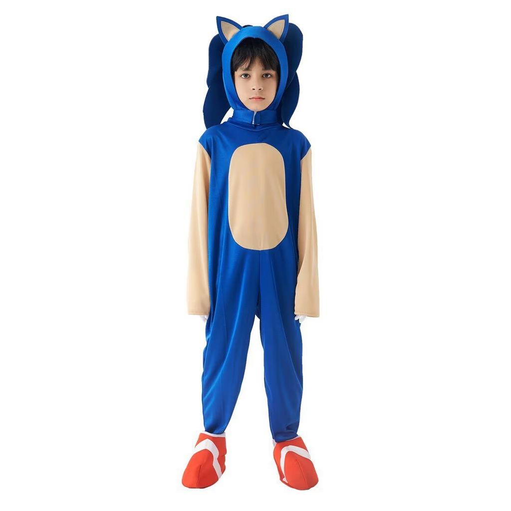 Kids Sonic the Hedgehog Cosplay Jumpsuit Cartoon Anime Halloween Performance Costume