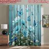 2D Flat Photography Backdrop Scene Backdrop Blue Butterflies and Daisies 100% Polyester Family Party for Suitable for Indoor