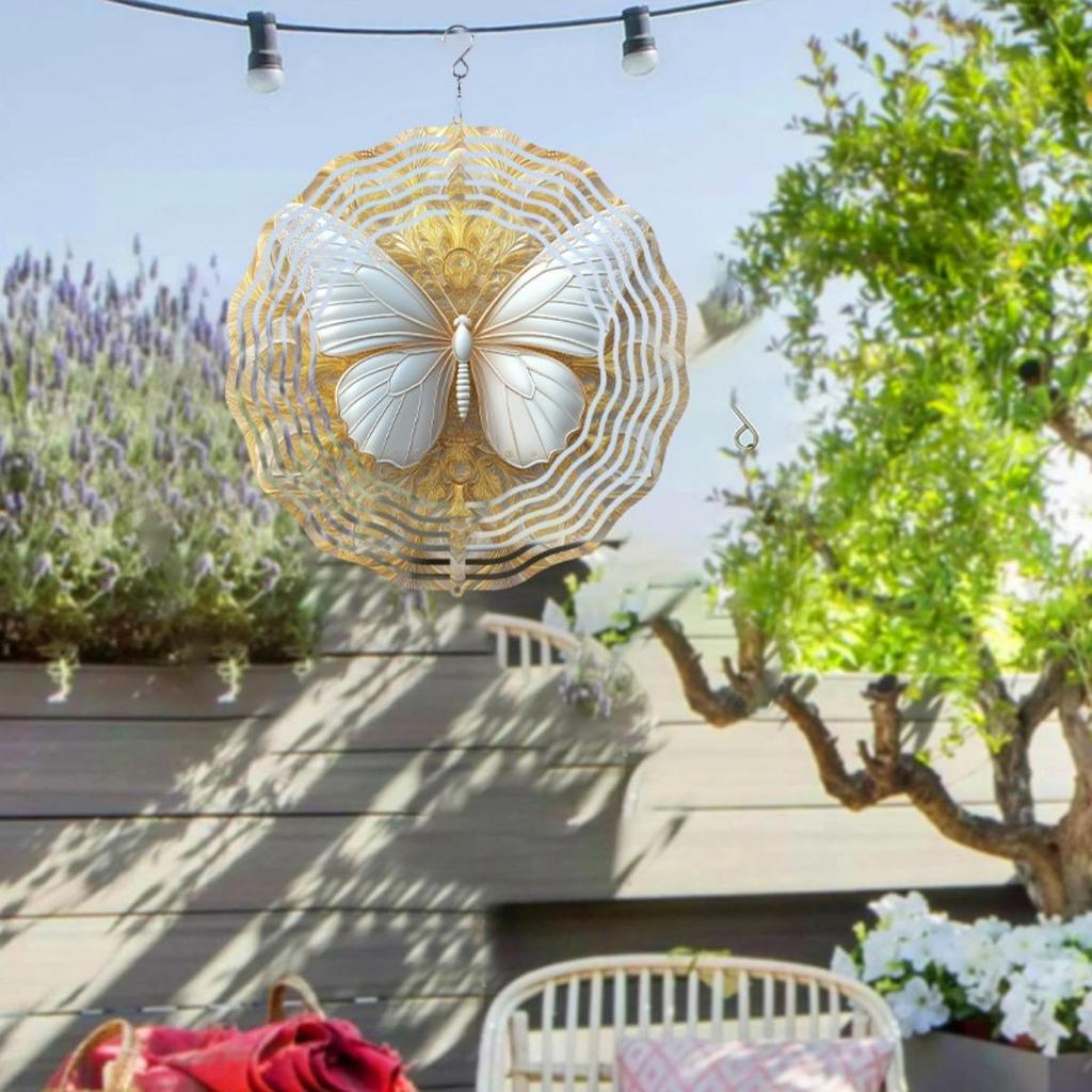 10 Inch Outdoor Wind Chime for Garden Patio and Spring Summer Decor Durable Metal Hanging Ornament with Rotating Design Easy Hook Installation