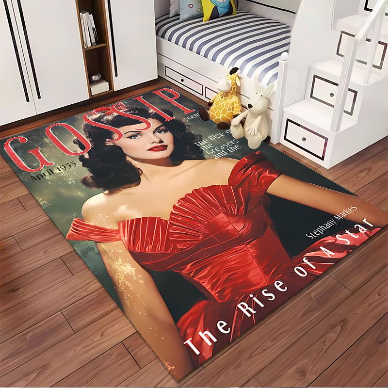 Retro Glamorous Woman Carpet suitable as a non-slip mat for the living room or bedroom sofa