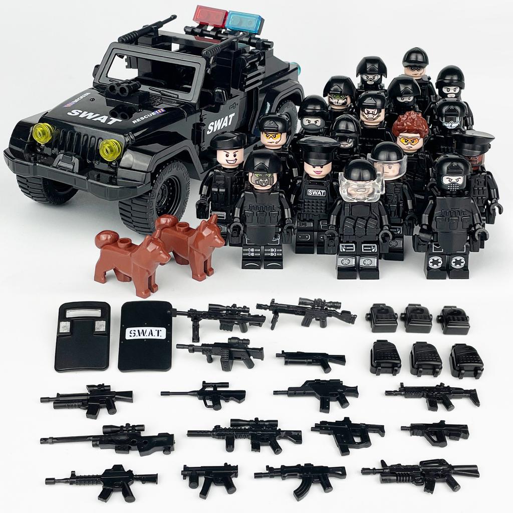 X014-X015 Черный Грузовик SWAT Набор Детских Строительных Блоков