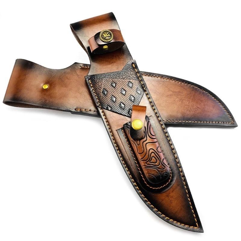 Ручная работа Кожаный чехол для резака Держатель для резаков Для компактных Нож с фиксированным лезвием Для улицы Ручная прошивка Водостойкий дизайн