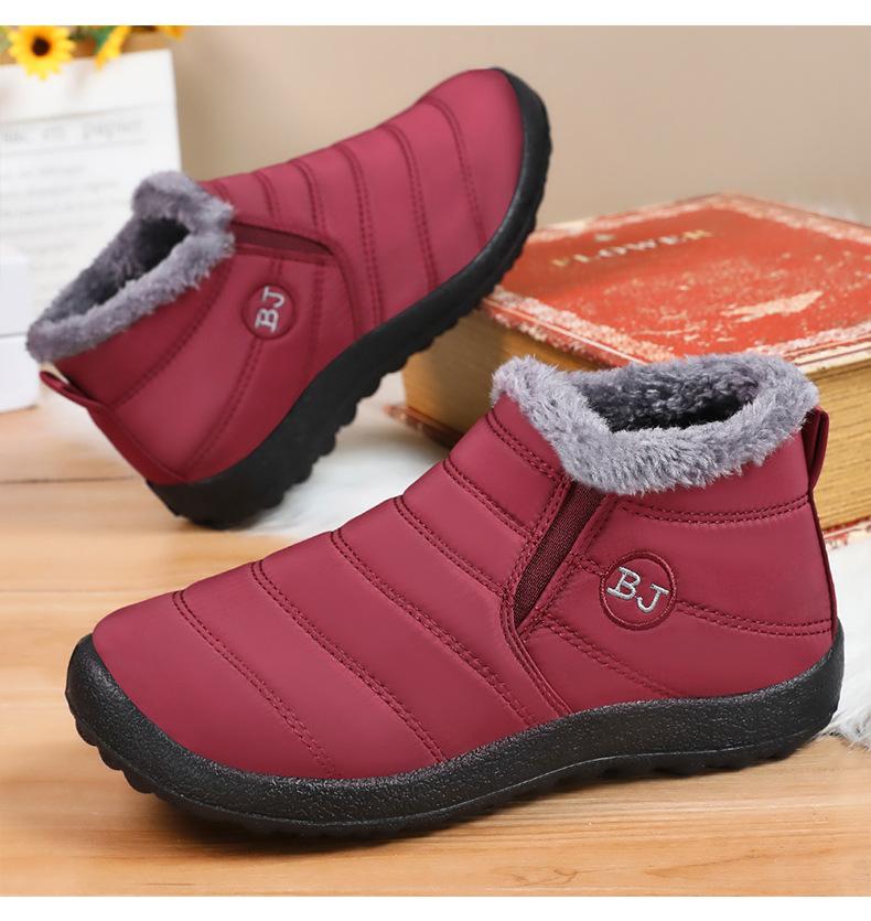Fashion Cotton Shoes Winter New Couple Snow Boots with Plush and Thick Cotton Boots, Polyurethane Warm and Casual Walking Shoes