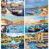 New 5D DIY Diamond Painting Sea View Diamond Embroidery Ferry Cross Stitch Full Round Drill Crafts Home Decor Manual Gift