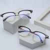 Trendy Man Business Eyebrow Half Frame Glasses Frame Retro Square Anti-Blue Flat Mirror Can Be Equipped With Myopia Glasses Frame