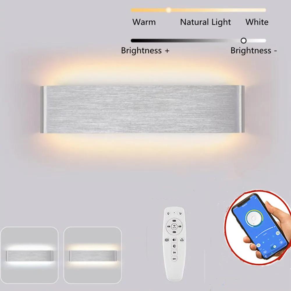 Nordic Led Wall Lamp with Remote Bluetooth APP Control Bedroom Scon Tricolor Dimmable Modern Wall Light Decoration Lighting