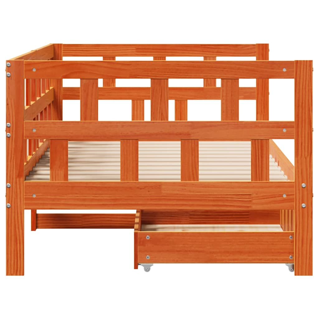 Daybed with Drawers without Mattress 90x200 cm Solid Wood
