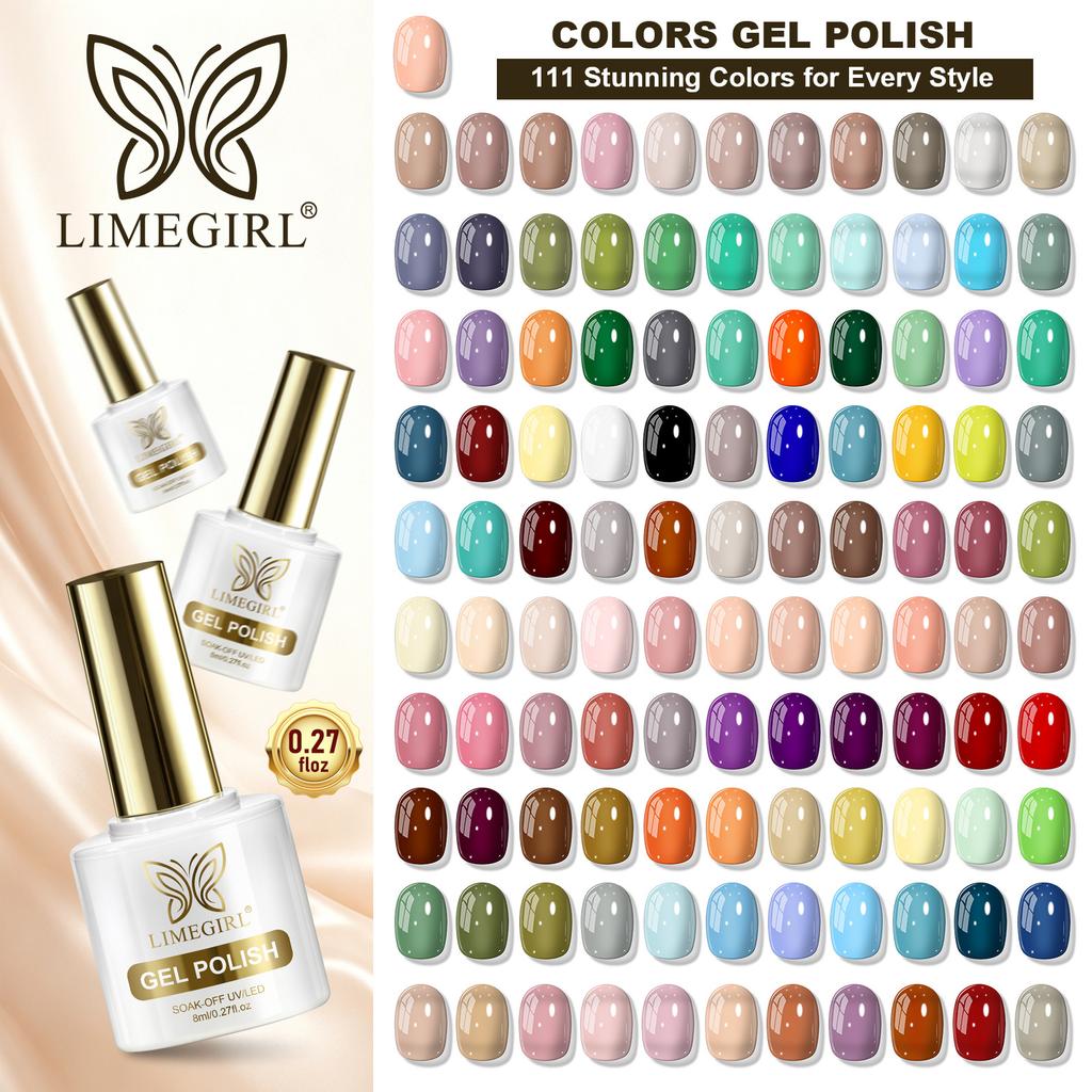 LIMEGIRL Набор Гель-лаков 111 Цветов Soak Off УФ/ЛЕД Гель для Ногтей 8 мл Высокий Блеск Салонное Качество