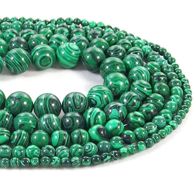 Малахитовая бусина-разделитель, свободные бусины, камень 4, 6, 8, 10, 12 мм, натуральные яркие ювелирные изделия, круглый DIY
