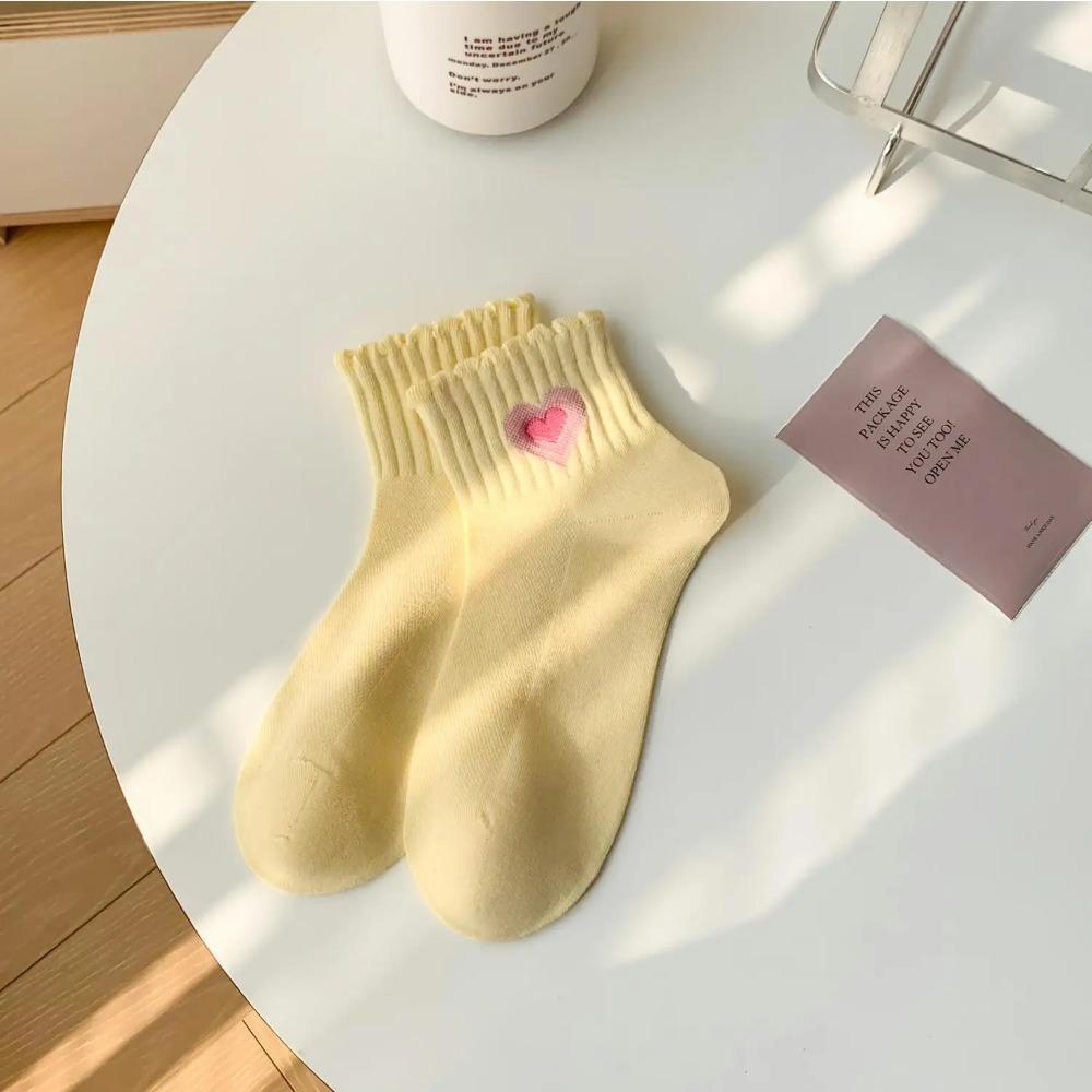 Тонкие дышащие хлопковые носки на весну и лето Tide Girl Sports Sweat-absorbing Love Embroidered Socks