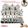 20 шт. 3-50 мм набор алмазных сверл для стекла, мрамора, гранита, кольцевая пила, инструмент