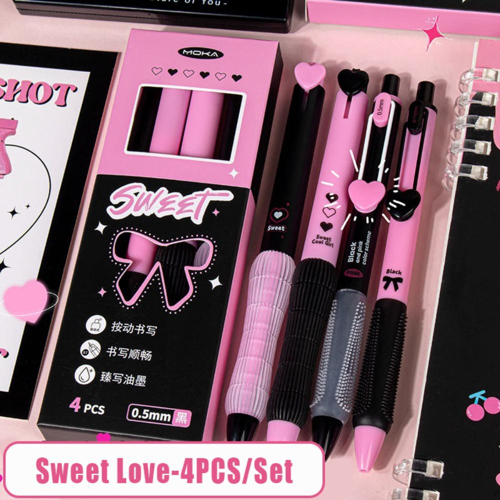 4PCS/Set 0.5mm Black Ink Gel Pen Press Using Ballpoint Pen High Quality Neutral Pen Students