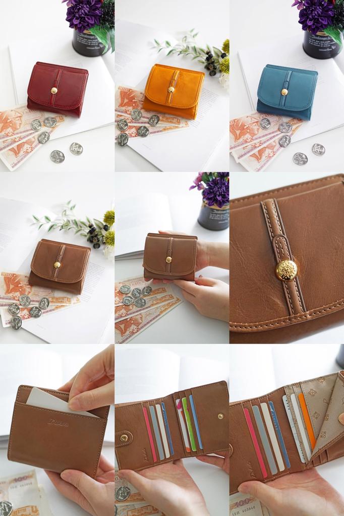 Кошелек двойного сложения из натуральной кожи цвета грейж [Dakota] женский DA-31720-13