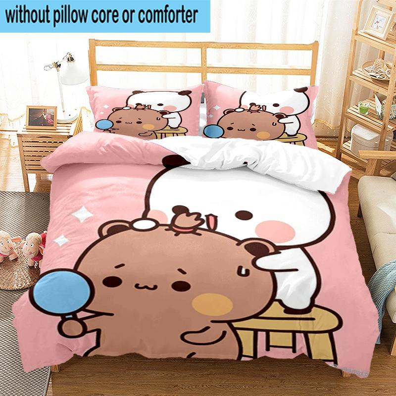 3PCS Bobo Dudu In Love 3pcs Bedding,Including 3PCS Duvet Cover And 2pcs Pillowcases Perfect for Christmas,Ideal for Bedroom, Dormitory