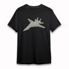 Men's Classic T-Shirt Fighter Jet Wireframe Art Tee Short Cotton Black Oversize