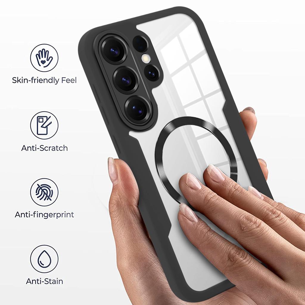 Чехол-бампер 360° Full Magsafe для Samsung Galaxy S26 Ultra S25 S24 S23 S22 Plus S21 FE A17 A07 A56 Беспроводная зарядка Прозрачная крышка